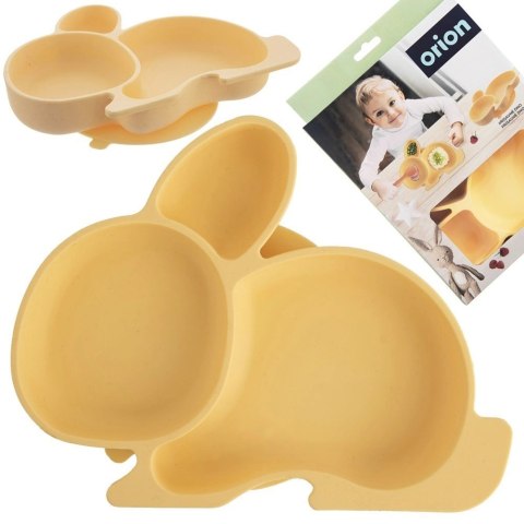 Grupa Orion Sp. z o.o. Talerz dla Dziecka Silikon Dzielony Zajączek ORION Przyssawka Żółty