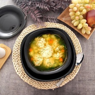 Grupa Orion Sp. z o.o. Talerz Obiadowy Głęboki Szkło Czarne LUNA Kwadratowy 650 ml ORION