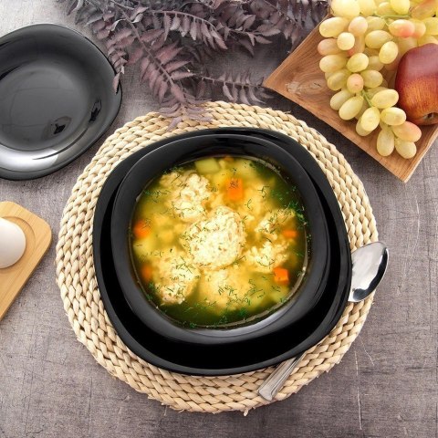 Grupa Orion Sp. z o.o. Talerz Obiadowy Głęboki Szkło Czarne LUNA Kwadratowy 650 ml ORION