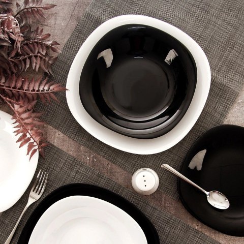 Grupa Orion Sp. z o.o. Talerz Obiadowy Głęboki Szkło Czarne LUNA Kwadratowy 650 ml ORION