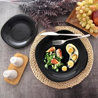 Grupa Orion Sp. z o.o. Talerz Obiadowy Płytki Szkło Czarne LUNA Kwadratowy 26,5 cm ORION