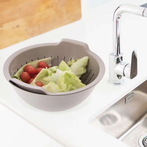 Grupa Orion Sp. z o.o. Zestaw Cedzak z Miską ORION ELA 3 L Beżowo-Biały 2w1 do Odcedzania