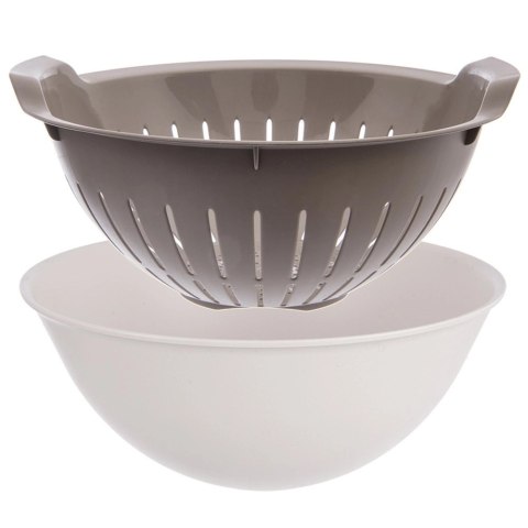 Grupa Orion Sp. z o.o. Zestaw Cedzak z Miską ORION ELA 3 L Beżowo-Biały 2w1 do Odcedzania