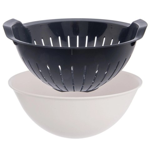 Grupa Orion Sp. z o.o. Zestaw Cedzak z Miską ORION ELA 3 L Szaro-Biały 2w1 do Owoców i Makaronu