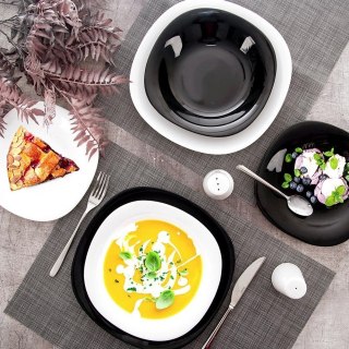 Grupa Orion Sp. z o.o. Zestaw serwis obiadowy szklany biały czarny LUNA 18 el.