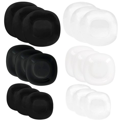 Grupa Orion Sp. z o.o. Zestaw serwis obiadowy szklany biały czarny LUNA 18 el.