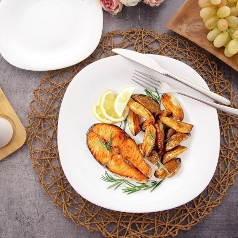 Grupa Orion Sp. z o.o. Zestaw serwis obiadowy szklany biały czarny LUNA 18 el.