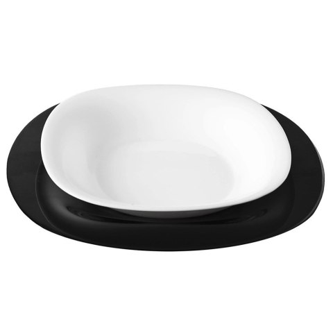 Grupa Orion Sp. z o.o. Zestaw serwis obiadowy szklany biały czarny LUNA 18 el.