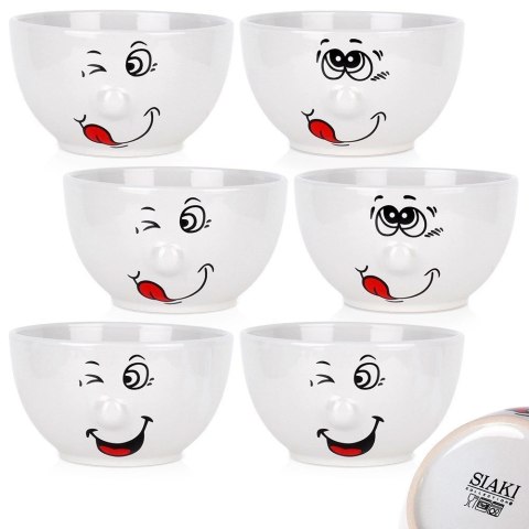 Grupa Orion Sp. z o.o. Miseczki Ceramiczne 13,5 cm 550 ml Zestaw 6 szt Buźki SIAKI COLLECTION