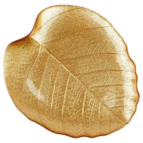 Grupa Orion Sp. z o.o. Talerz do serwowania szklany złoty liść 27,5x24 cm