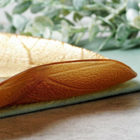 Grupa Orion Sp. z o.o. Talerz do serwowania szklany złoty liść 27,5x24 cm