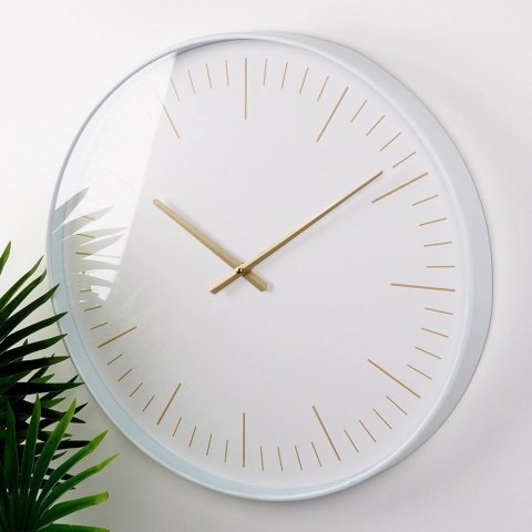 Grupa Orion Sp. z o.o. Zegar Ścienny 50 cm VILDE Okrągły Biały Duży Złote Wskazówki Cichy