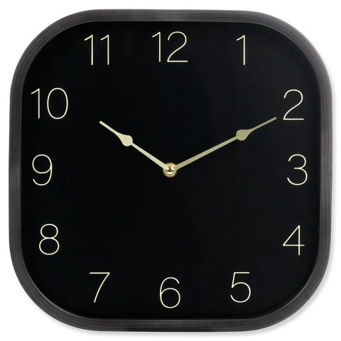 Grupa Orion Sp. z o.o. Zegar Ścienny 30 cm VILDE Kwadratowy Czarno-Złoty Tworzywo Ozdobny
