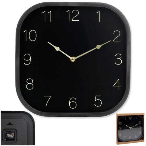 Grupa Orion Sp. z o.o. Zegar Ścienny 30 cm VILDE Kwadratowy Czarno-Złoty Tworzywo Ozdobny