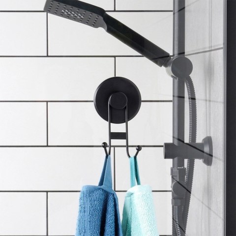 AM/63 Haczyk wieszak metalowy czarny na przyssawkę podwójny 6,5x5,5x10 cm