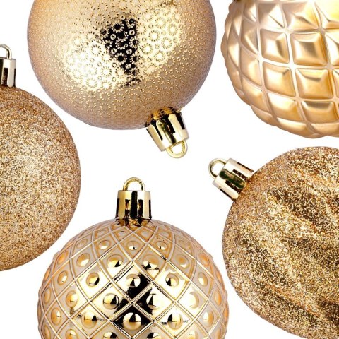 Grupa Orion Sp. z o.o. Bombki Choinkowe VILDE Złote 6 cm 35 szt. Nietłukące Wytłaczane Brokat