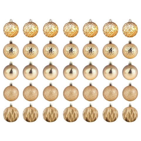 Grupa Orion Sp. z o.o. Bombki Choinkowe VILDE Złote 6 cm 35 szt. Nietłukące Wytłaczane Brokat