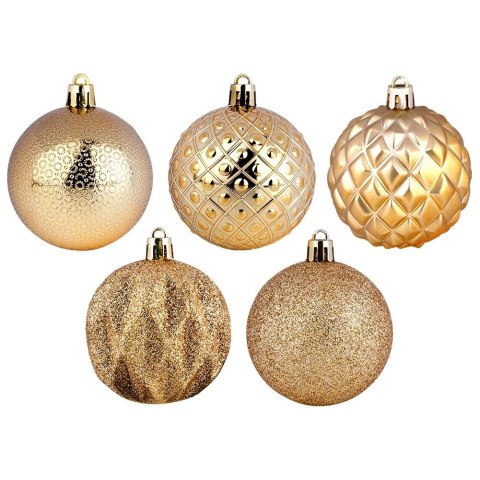 Grupa Orion Sp. z o.o. Bombki Choinkowe VILDE Złote 6 cm 35 szt. Nietłukące Wytłaczane Brokat