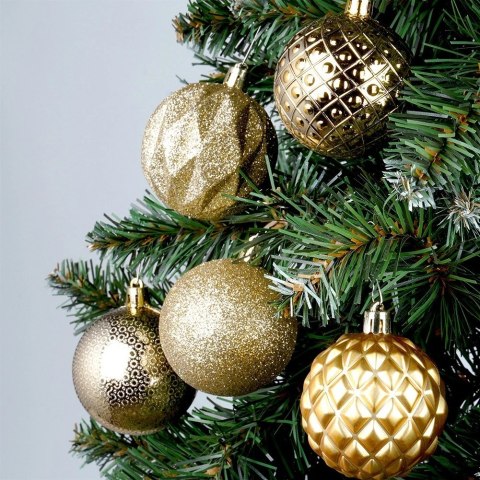 Grupa Orion Sp. z o.o. Bombki Choinkowe VILDE Złote 6 cm 35 szt. Nietłukące Wytłaczane Brokat
