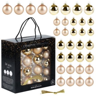 Grupa Orion Sp. z o.o. Bombki choinkowe szklane złote 4/5/6 cm 34 szt.