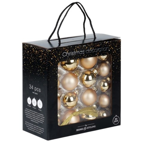 Grupa Orion Sp. z o.o. Bombki choinkowe szklane złote 4/5/6 cm 34 szt.