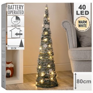 Grupa Orion Sp. z o.o. Choinka świecąca stożek zielona 40 LED 80 cm