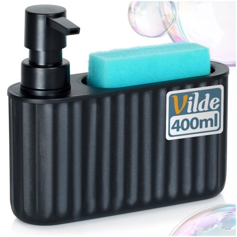Grupa Orion Sp. z o.o. Dozownik płynu do naczyń z pojemnikiem na gąbkę czarny 400 ml