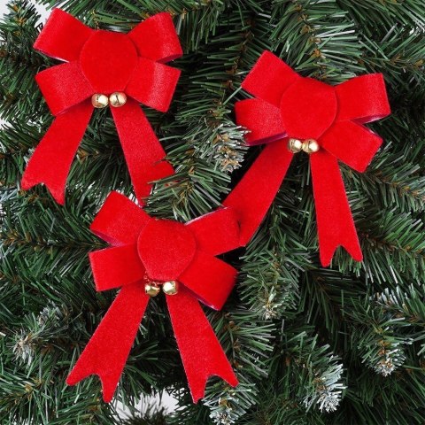 Grupa Orion Sp. z o.o. Kokarda dekoracyjna świąteczna welurowa 10,5x13 cm 3 szt.