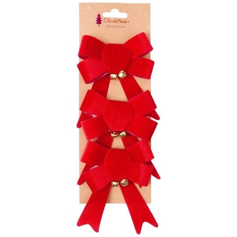 Grupa Orion Sp. z o.o. Kokarda dekoracyjna świąteczna welurowa 10,5x13 cm 3 szt.