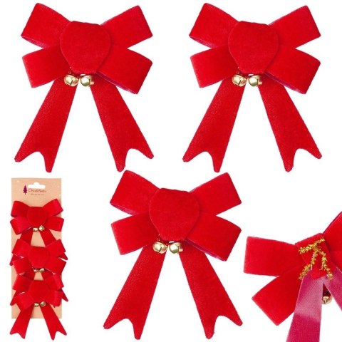 Grupa Orion Sp. z o.o. Kokarda dekoracyjna świąteczna welurowa 10,5x13 cm 3 szt.