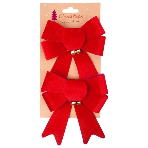 Grupa Orion Sp. z o.o. Kokarda dekoracyjna świąteczna welurowa 13x16 cm 2 szt.