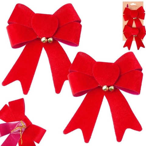 Grupa Orion Sp. z o.o. Kokarda dekoracyjna świąteczna welurowa 13x16 cm 2 szt.