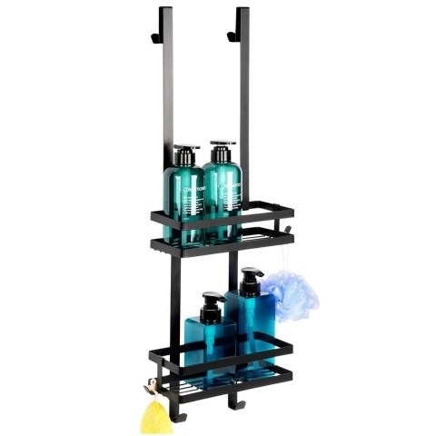 Grupa Orion Sp. z o.o. Półka pod prysznic metalowa czarna zawieszana 23x10,5x75 cm