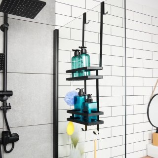 Grupa Orion Sp. z o.o. Półka pod prysznic metalowa czarna zawieszana 23x10,5x75 cm