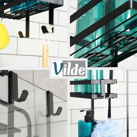 Grupa Orion Sp. z o.o. Półka pod prysznic metalowa czarna zawieszana 23x10,5x75 cm