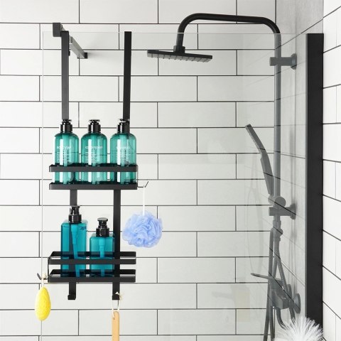 Grupa Orion Sp. z o.o. Półka pod prysznic metalowa czarna zawieszana 23x10,5x75 cm