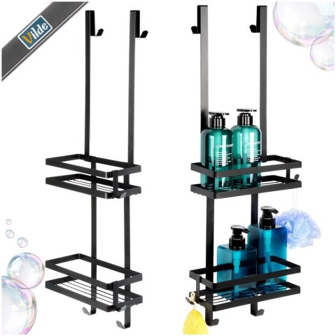 Grupa Orion Sp. z o.o. Półka pod prysznic metalowa czarna zawieszana 23x10,5x75 cm