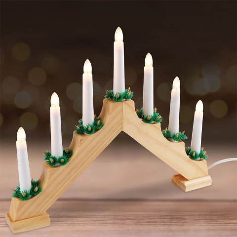 Grupa Orion Sp. z o.o. Świecznik adwentowy drewniany na 7 świeczek 41,5x29 cm