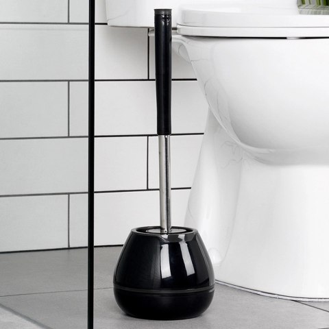 Grupa Orion Sp. z o.o. Szczotka do toalety silikonowa ze stojakiem i szczypcami czarna 42 cm
