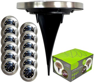 LAMPA SOLARNA 8 LED SMD DO WBICIA W PODŁOŻE KPL.12SZT