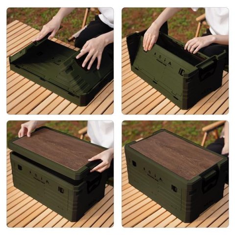 NCB4002 SKŁADANA SKRZYNIA KEMPINGOWA Z FUNKCJĄ STOŁU 2W1 ZIELONA NILS CAMP