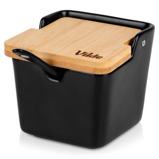 Grupa Orion Sp. z o.o. Cukierniczka Cukiernica Z Pokrywką Łyżeczką Ceramiczna Czarna VILDE 250 ml