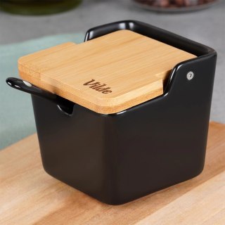 Grupa Orion Sp. z o.o. Cukierniczka Cukiernica Z Pokrywką Łyżeczką Ceramiczna Czarna VILDE 250 ml