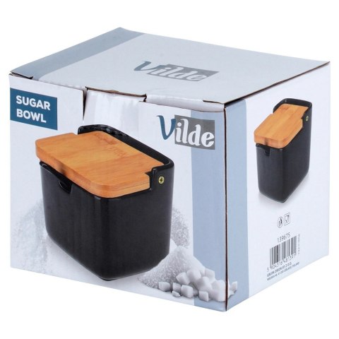 Grupa Orion Sp. z o.o. Cukierniczka Cukiernica Z Pokrywką Łyżeczką Ceramiczna Czarna VILDE 250 ml