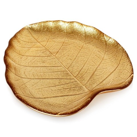 Grupa Orion Sp. z o.o. Talerz do serwowania szklany złoty liść 18x16 cm