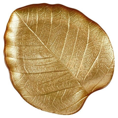Grupa Orion Sp. z o.o. Talerz do serwowania szklany złoty liść 18x16 cm