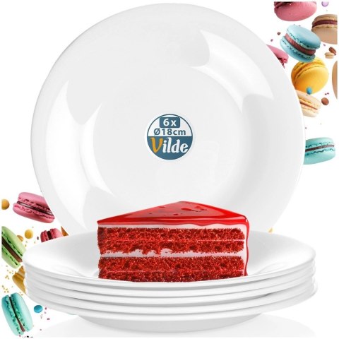 Grupa Orion Sp. z o.o. Talerze deserowe szklane białe 18 cm 6 szt.