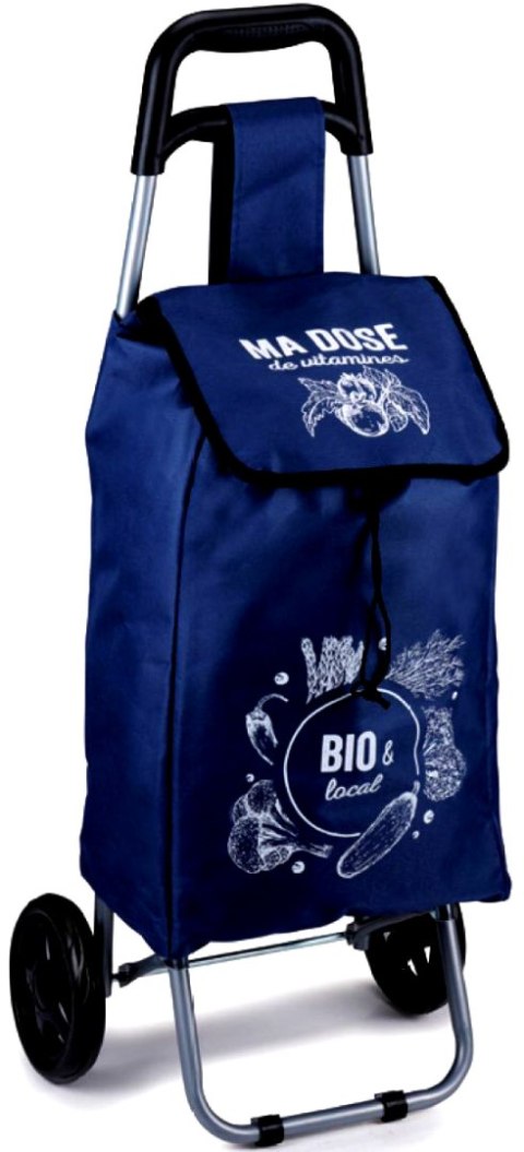 WÓZEK TORBA NA KÓLKACH NA ZAKUPY ZE STELAŻEM 25L NIEBIESKI