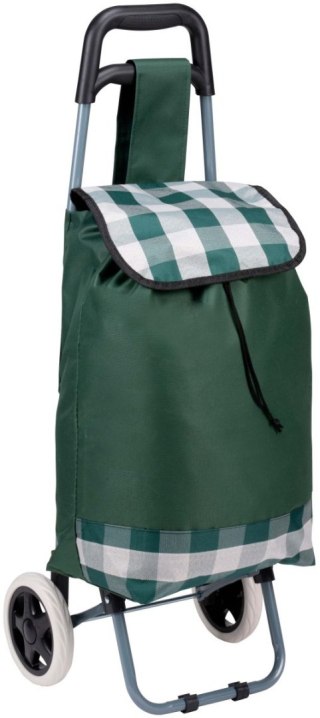 WÓZEK TORBA NA KÓLKACH NA ZAKUPY ZE STELAŻEM 31L ZIELONO BIAŁY