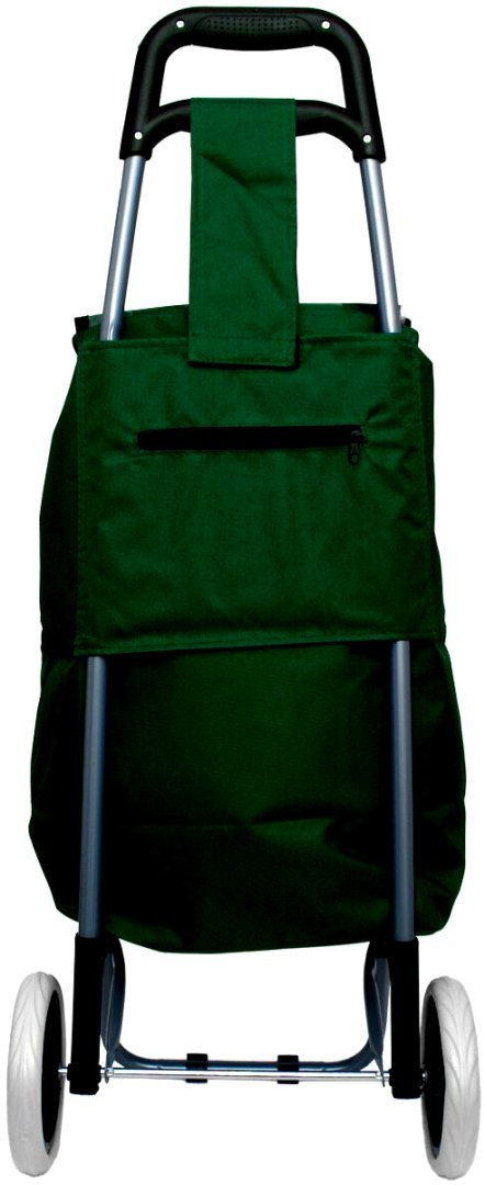 WÓZEK TORBA NA KÓLKACH NA ZAKUPY ZE STELAŻEM 31L ZIELONO BIAŁY